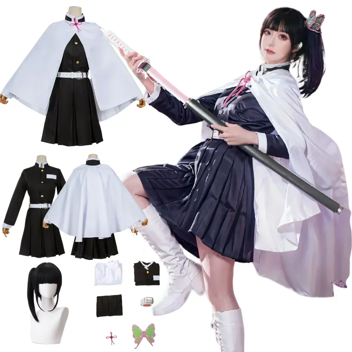 Demon Slayer Haori - Halloween Tsuyuri Kanao Cosplay Kostuum Volwassen