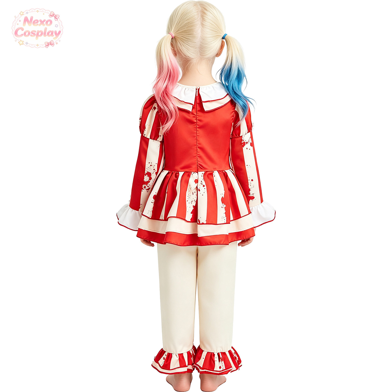Kids Red White Striped Horror  - Anime Cosplay Red recension och pris